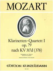 Mozart, Wolfgang Amadeus: Quartett D-Dur nach KV317d für Klarinette und Streichtrio, Partitur und Stimmen 