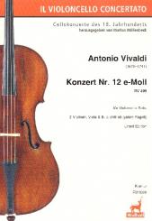 Vandini, Antonio: Konzert e-Moll Nr.12 RV409 für Violoncello solo, Fagott, 2 Violinen, Viola und Bc, Partitur 