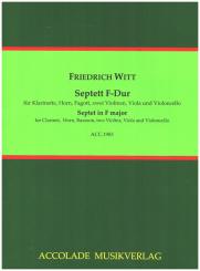 Witt, Friedrich: Septett F-Dur für Klarinette, Horn, Fagott, 2 Violinen, Viola, Violoncello, Partitur und Stimmen 